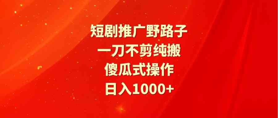 （9586期）短剧推广野路子，一刀不剪纯搬运，傻瓜式操作，日入1000+-保成圈-山云人力,分享创业咨询_最新网络项目资源
