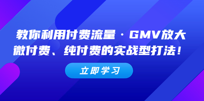 （5106期）教你利用付费流量·GMV放大，微付费、纯付费的实战型打法！-保成圈-山云人力,分享创业咨询_最新网络项目资源
