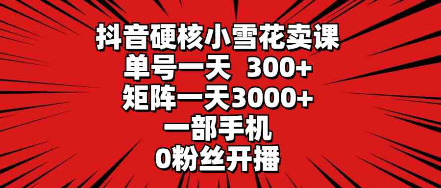 （9551期）抖音硬核小雪花卖课，单号一天300+，矩阵一天3000+，一部手机0粉丝开播-保成圈-山云人力,分享创业咨询_最新网络项目资源