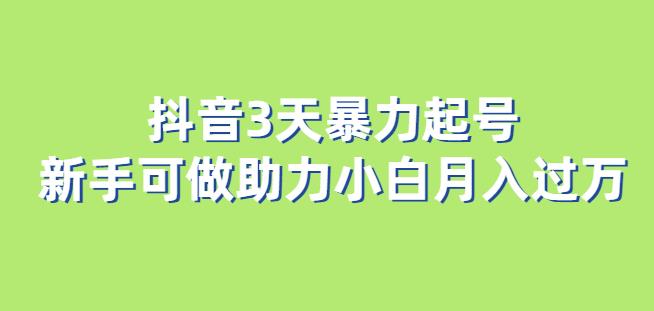 抖音3天暴力起号新手可做助力小白月入过万【揭秘】-保成圈-山云人力,分享创业咨询_最新网络项目资源