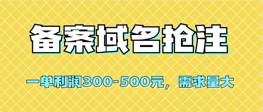 （7277期）【全网首发】备案域名抢注，一单利润300-500元，需求量大-保成圈-山云人力,分享创业咨询_最新网络项目资源