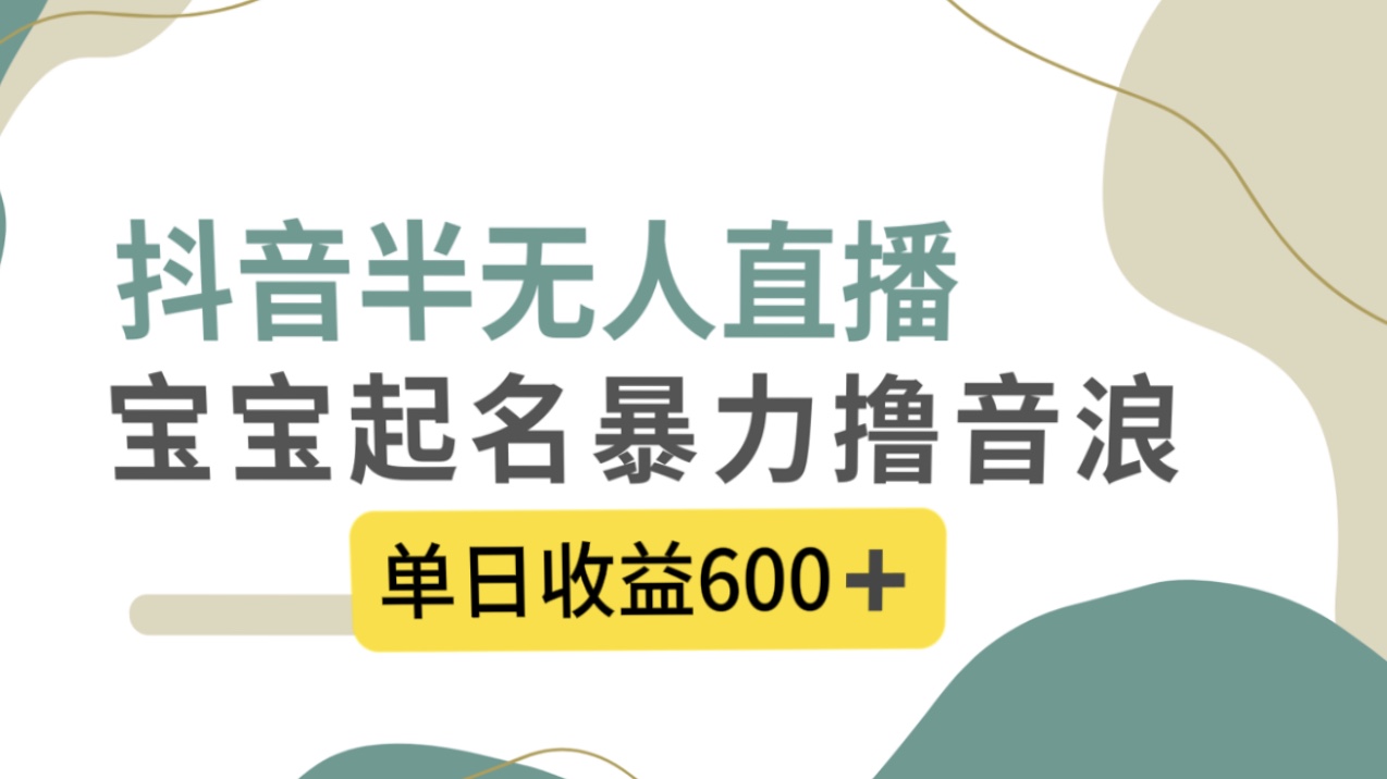（8192期）抖音半无人直播，宝宝起名，暴力撸音浪，单日收益600+-保成圈-山云人力,分享创业咨询_最新网络项目资源