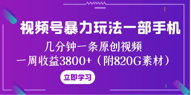 （8017期）视频号暴力玩法一部手机 几分钟一条原创视频 一周收益3800+（附820G素材）-保成圈-山云人力,分享创业咨询_最新网络项目资源