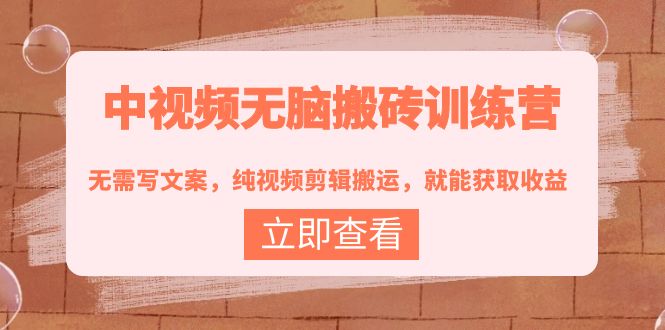 （3878期）中视频无脑搬砖训练营：无需写文案，纯视频剪辑搬运，就能获取收益！-保成圈-山云人力,分享创业咨询_最新网络项目资源