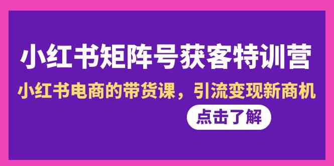 （8909期）小红书-矩阵号获客特训营-第10期，小红书电商的带货课，引流变现新商机-保成圈-山云人力,分享创业咨询_最新网络项目资源