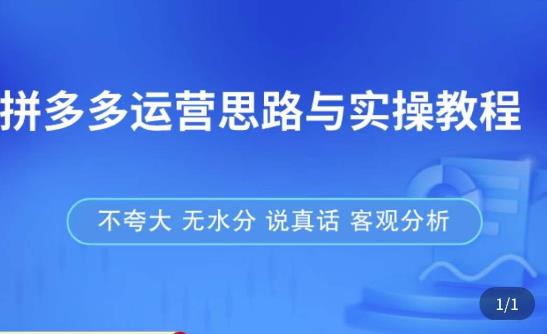 拼多多店铺运营思路与实操教程，快速学会拼多多开店和运营，少踩坑，多盈利-保成圈-山云人力,分享创业咨询_最新网络项目资源