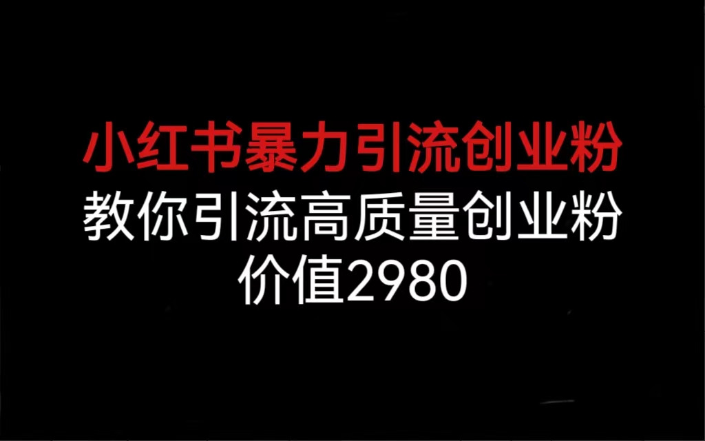 （6779期）小红书暴力引流创业粉，教你引流高质量创业粉，价值2980-保成圈-山云人力,分享创业咨询_最新网络项目资源