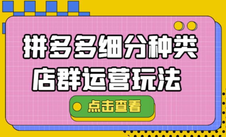（4373期）拼多多细分种类店群运营玩法3.0，11月最新玩法，小白也可以操作-保成圈-山云人力,分享创业咨询_最新网络项目资源