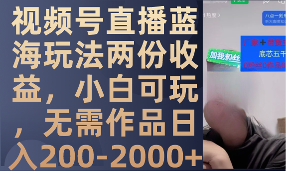 （7635期）视频号直播蓝海玩法两份收益，小白可玩，无需作品日入200-2000+-保成圈-山云人力,分享创业咨询_最新网络项目资源