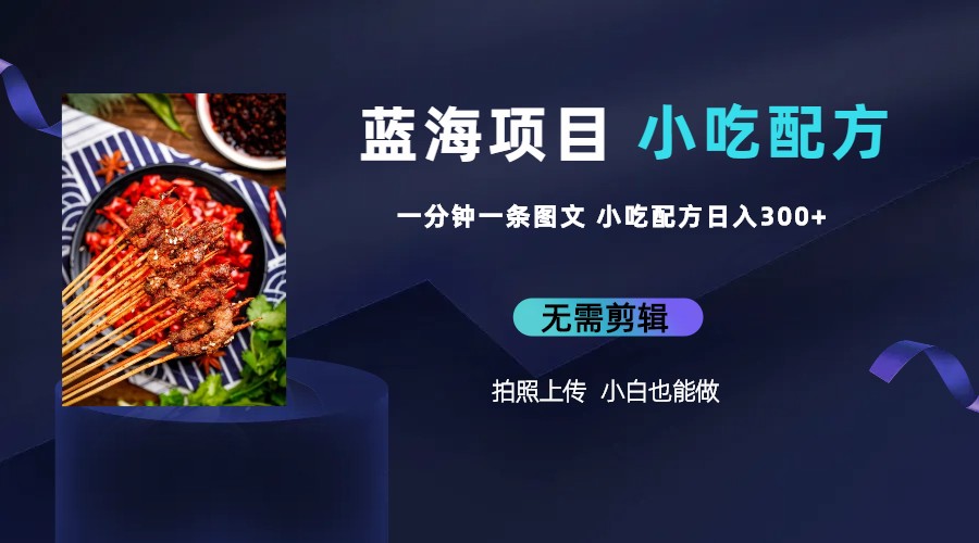（6413期）蓝海项目一分钟一条图文作品-日入300+小吃配方项目（附 684G小吃配方）-保成圈-山云人力,分享创业咨询_最新网络项目资源