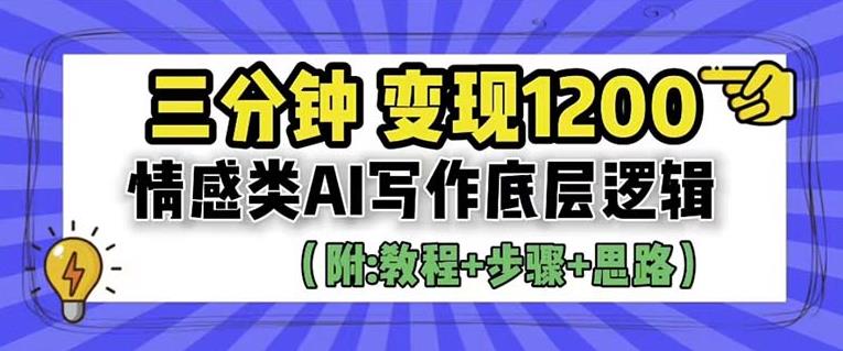 情感类AI写作底层逻辑，3分钟掌握变现技巧（附：详细教程及步骤+独家资料）【揭秘】-保成圈-山云人力,分享创业咨询_最新网络项目资源