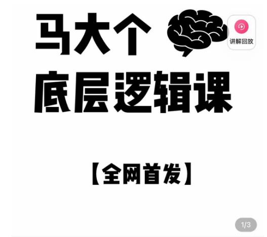 马大个·底层逻辑课，51节底层逻辑智慧课-价值1980元-保成圈-山云人力,分享创业咨询_最新网络项目资源