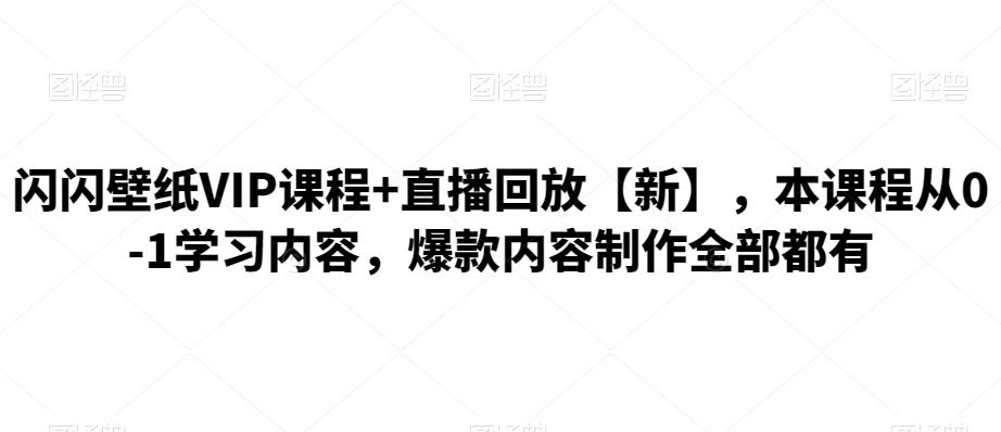 闪闪壁纸VIP课程+直播回放【新】，本课程从0-1学习内容，爆款内容制作全部都有-保成圈-山云人力,分享创业咨询_最新网络项目资源