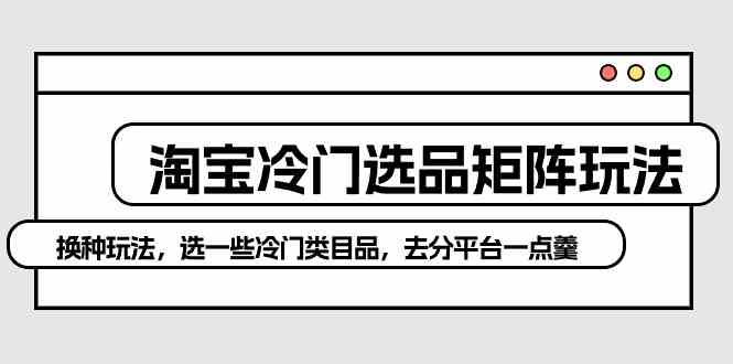 （10159期）淘宝冷门选品矩阵玩法：换种玩法，选一些冷门类目品，去分平台一点羹-保成圈-山云人力,分享创业咨询_最新网络项目资源
