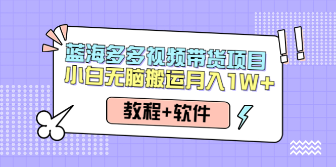 （4343期）人人都能操作的蓝海多多视频带货项目 小白无脑搬运月入10000+（教程+软件）-保成圈-山云人力,分享创业咨询_最新网络项目资源