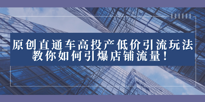 （8197期）2023直通车高投产低价引流玩法，教你如何引爆店铺流量！-保成圈-山云人力,分享创业咨询_最新网络项目资源
