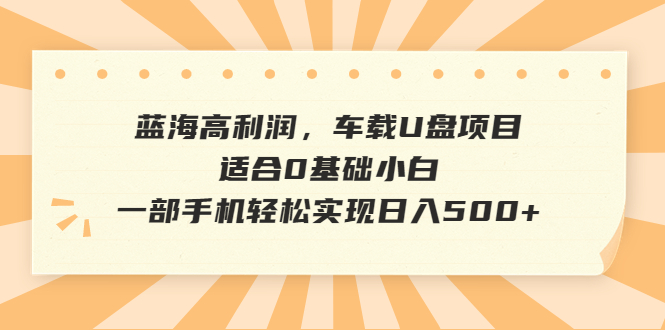 （6600期）蓝海高利润，车载U盘项目，适合0基础小白，一部手机轻松实现日入500+-保成圈-山云人力,分享创业咨询_最新网络项目资源