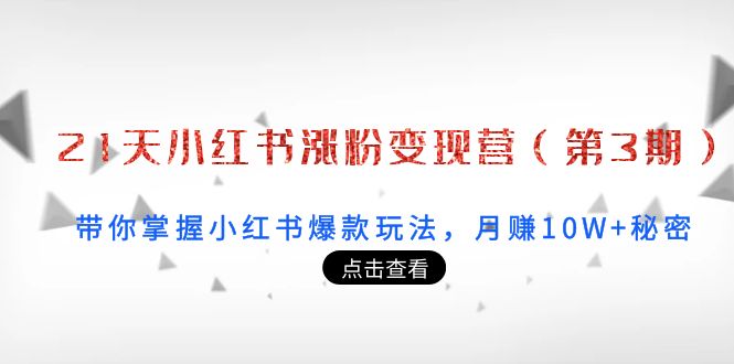 （3795期）21天小红书涨粉变现营（第3期）：带你掌握小红书爆款玩法，月赚10W+秘密-保成圈-山云人力,分享创业咨询_最新网络项目资源