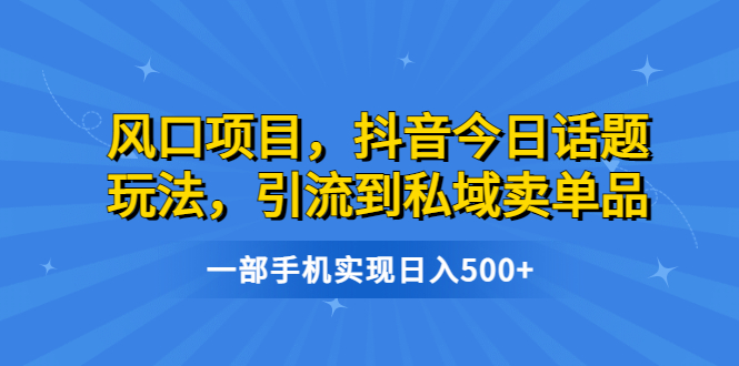 （6588期）风口项目，抖音今日话题玩法，引流到私域卖单品，一部手机实现日入500+-保成圈-山云人力,分享创业咨询_最新网络项目资源