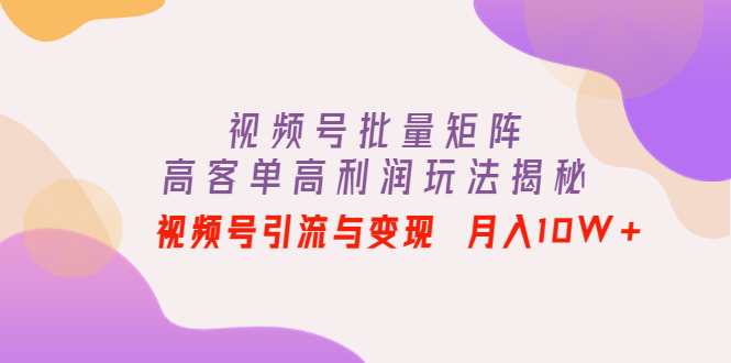 （4193期）视频号批量矩阵的高客单高利润玩法揭秘： 视频号引流与变现 月入10W+-保成圈-山云人力,分享创业咨询_最新网络项目资源