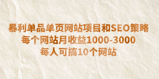 （6503期）暴利单品单页网站项目和SEO策略  每个网站月收益1000-3000  每人可搞10个-保成圈-山云人力,分享创业咨询_最新网络项目资源