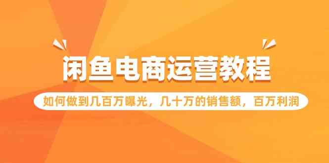 （9560期）闲鱼电商运营教程：如何做到几百万曝光，几十万的销售额，百万利润-保成圈-山云人力,分享创业咨询_最新网络项目资源