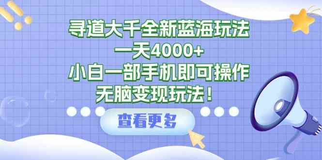 （9479期）寻道大千全新蓝海玩法，一天4000+，小白一部手机即可操作，无脑变现玩法！-保成圈-山云人力,分享创业咨询_最新网络项目资源