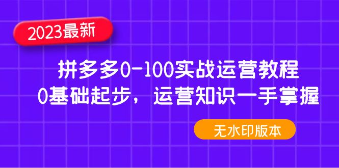 （4835期）2023拼多多0-100实战运营教程，0基础起步，运营知识一手掌握（无水印）-保成圈-山云人力,分享创业咨询_最新网络项目资源