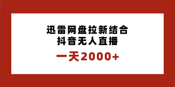 （8551期）一天2000+迅雷网盘拉新结合抖音无人直播，独创玩法保姆级教学-保成圈-山云人力,分享创业咨询_最新网络项目资源