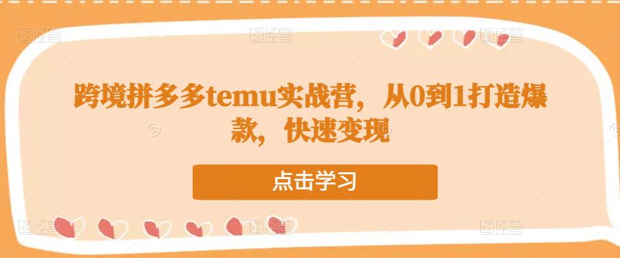 跨境拼多多temu实战营，从0到1打造爆款，快速变现-保成圈-山云人力,分享创业咨询_最新网络项目资源