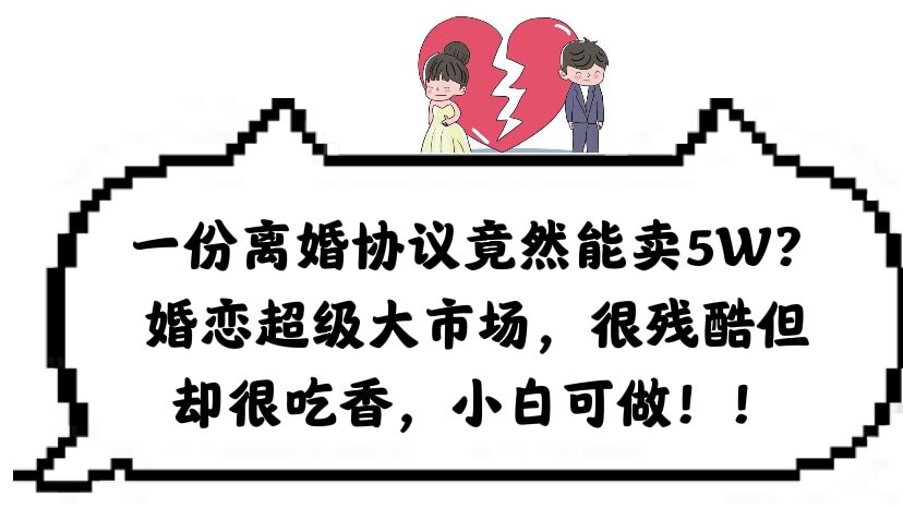 （6176期）一份离婚协议竟然能卖5W？婚恋超级大市场，很残酷但却很吃香，小白可做-保成圈-山云人力,分享创业咨询_最新网络项目资源