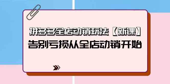 （9974期）拼多多全店动销玩法【新课】，告别亏损从全店动销开始（4节视频课）-保成圈-山云人力,分享创业咨询_最新网络项目资源