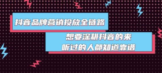 抖音品牌营销投放全链路：想要深耕抖音的来，听过的人都知道靠谱-保成圈-山云人力,分享创业咨询_最新网络项目资源