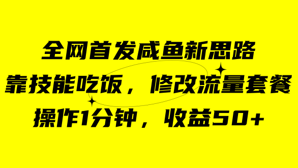 （7508期）咸鱼冷门新玩法，靠“技能吃饭”，修改流量套餐，操作1分钟，收益50+-保成圈-山云人力,分享创业咨询_最新网络项目资源