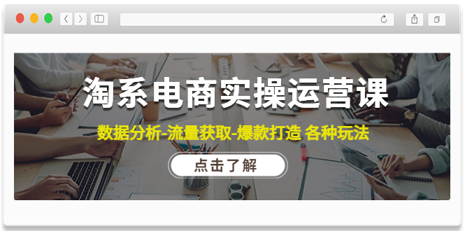 （4463期）淘系电商实操运营课：数据分析-流量获取-爆款打造 各种玩法（63节）-保成圈-山云人力,分享创业咨询_最新网络项目资源