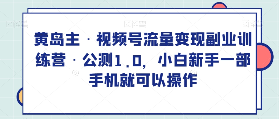 黄岛主·视频号流量变现副业训练营·公测1.0，小白新手一部手机就可以操作-保成圈-山云人力,分享创业咨询_最新网络项目资源