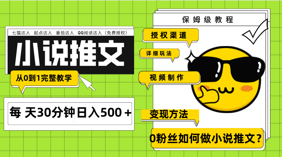 （7912期）Ai小说推文每天20分钟日入500＋授权渠道 引流变现 从0到1完整教学（7节课）-保成圈-山云人力,分享创业咨询_最新网络项目资源