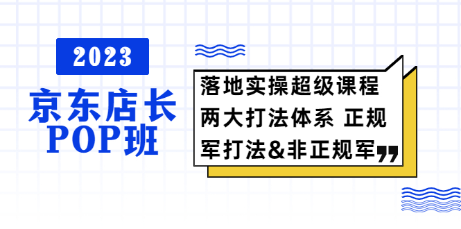 （5699期）2023京东店长·POP班 落地实操超级课程 两大打法体系 正规军&非正规军-保成圈-山云人力,分享创业咨询_最新网络项目资源