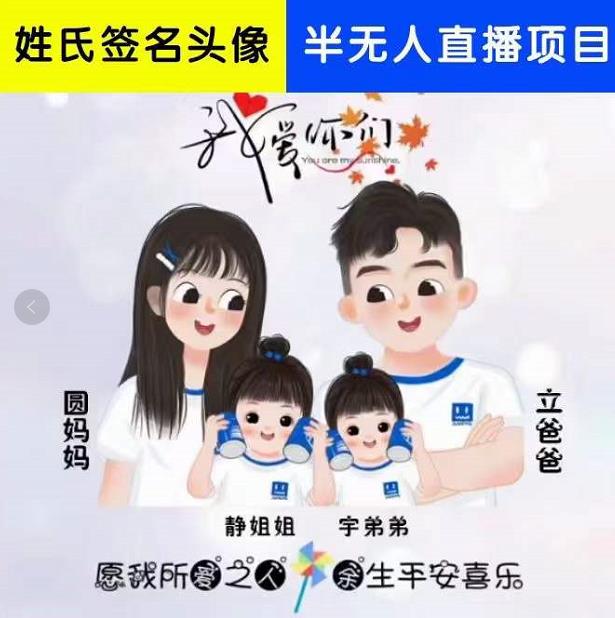 姓氏头像签名直播课程，火爆的头像签名设计半无人直播项目（直播教程+10G素材+直播话术）-保成圈-山云人力,分享创业咨询_最新网络项目资源