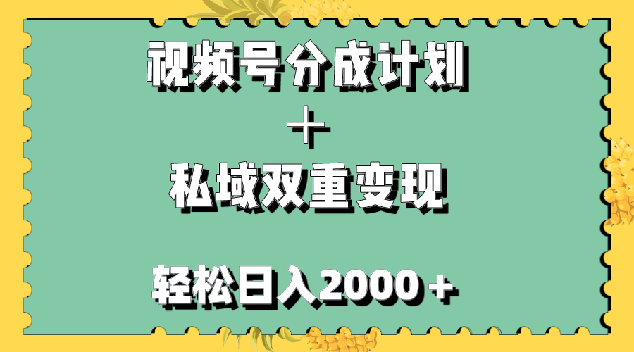 （7842期）视频号分成计划＋私域双重变现，轻松日入1000＋，无任何门槛，小白轻松上手-保成圈-山云人力,分享创业咨询_最新网络项目资源