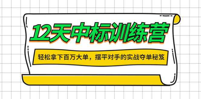 （4116期）12天中标训练营：轻松拿下百万大单，摆平对手的实战夺单秘笈！-保成圈-山云人力,分享创业咨询_最新网络项目资源