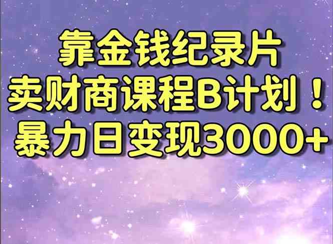 （8944期）靠金钱纪录片卖财商课程B计划！暴力日变现3000+，喂饭式干货教程！-保成圈-山云人力,分享创业咨询_最新网络项目资源