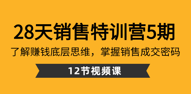 （8659期）28天·销售特训营5期：了解赚钱底层思维，掌握销售成交密码（12节课）-保成圈-山云人力,分享创业咨询_最新网络项目资源