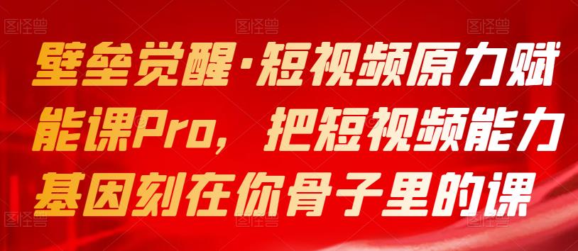 壁垒觉醒·短视频原力赋能课Pro，把短视频能力基因刻在你骨子里的课-保成圈-山云人力,分享创业咨询_最新网络项目资源