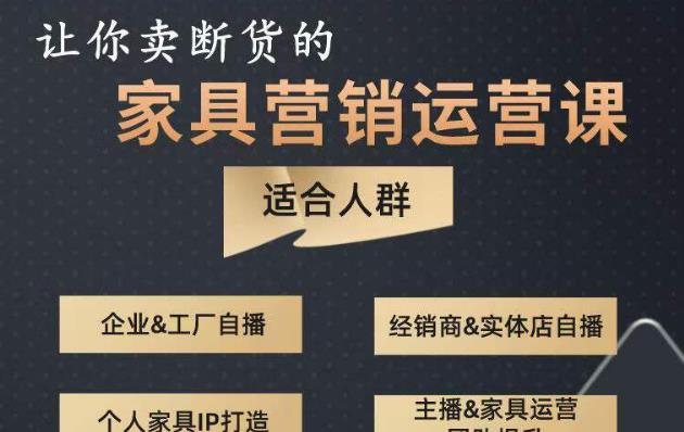 让你卖断货的家具营销运营课，打造高销量家具账号（短视频+直播+人物IP）-保成圈-山云人力,分享创业咨询_最新网络项目资源