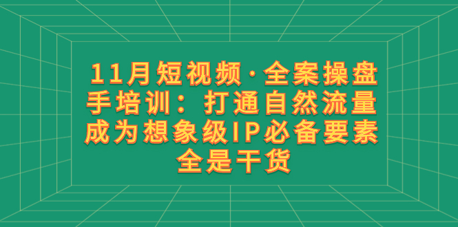 （8182期）11月短视频·全案操盘手培训：打通自然流量 成为想象级IP必备要素 全是干货-保成圈-山云人力,分享创业咨询_最新网络项目资源