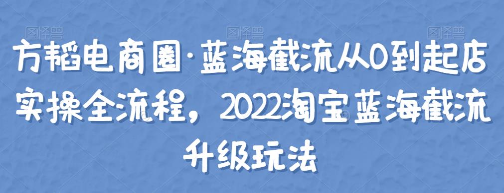 方韬电商圈·蓝海截流从0到起店实操全流程，2022淘宝蓝海截流升级玩法-保成圈-山云人力,分享创业咨询_最新网络项目资源