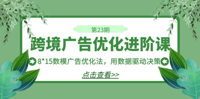 （7131期）跨境广告·优化进阶课·第23期，8*15数模广告优化法，用数据驱动决策-保成圈-山云人力,分享创业咨询_最新网络项目资源