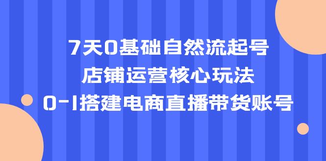 （5350期）7天0基础自然流起号，店铺运营核心玩法，0-1搭建电商直播带货账号-保成圈-山云人力,分享创业咨询_最新网络项目资源