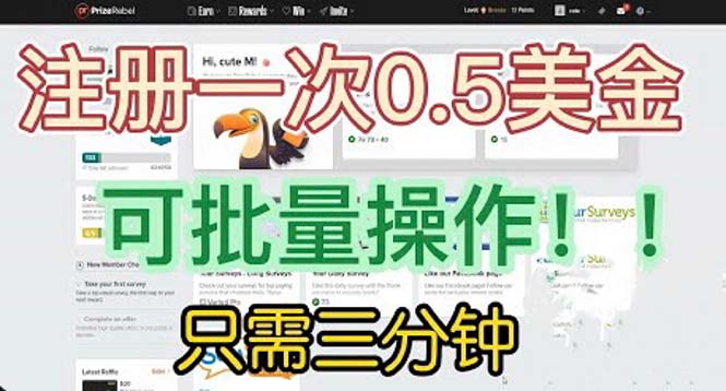 （6285期）国外项目注册一次0.5美金 只需三分钟无脑操作 可批量放大 小白工作室福利-保成圈-山云人力,分享创业咨询_最新网络项目资源